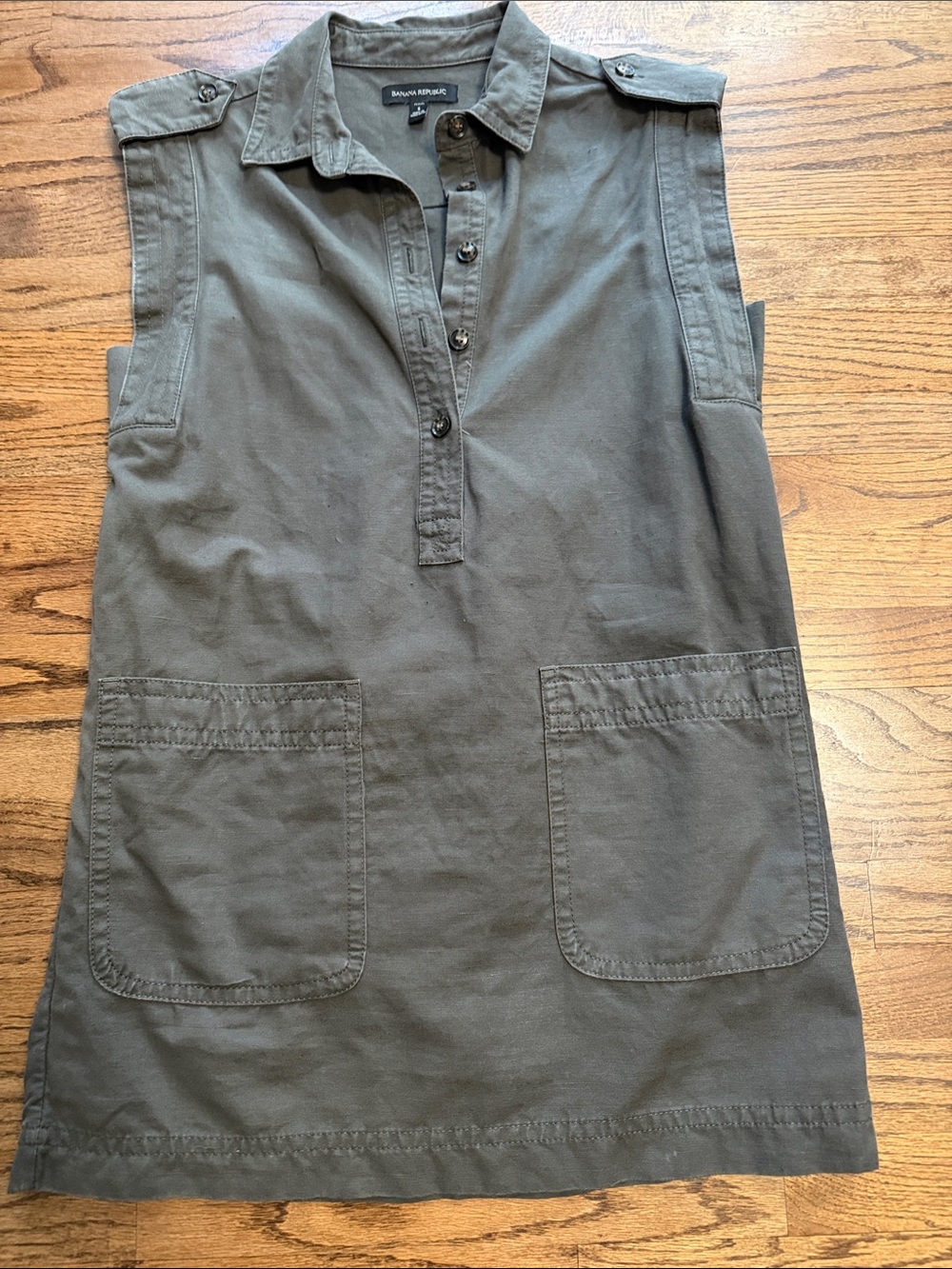 Banana Republic Olive Utility Shirt Dress
